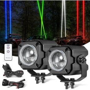 RGBW Whipless Laser Whip Lights, AKD Part Laser LED Lighted Whip Kit w/Remote Switch Multi-Function Spot Laser Pod Lights Whipless LED Whips for UTV ATV Truck Motorcycle Can am Polaris RZR Jeep Boat