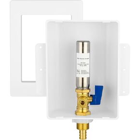 Washing Machine Outlet Box, 1/2 Inch Crimp Pex Inlet x 3/4 Inch MHT Outlet Connection, Pex Washer Laundry Box with Center Drain