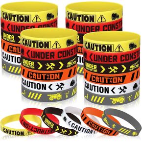 Kasyat 24 Pieces Construction Party Favors, Under Construction Rubber Wristbands Bracelets Tractor Dump Digger Vehicle Goodie Bags Stuffers for Construction Truck Theme Party Gift Decoration
