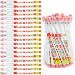 Kolewo4ever 48 Pieces Welcome Back To School Stackable Multipoint Non Sharpening Pop Up Plastic Pencils for School Classroom Rewards Gifts