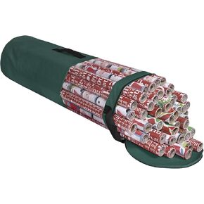 ProPik Wrapping Paper Storage Organizer Bag, Store Up To 24 Rolls 40 Inch, Heavy Duty Polyester plus PVC Clear Bag with Handles and Zippered Top for Gift Wrap and Ribbons (Black)
