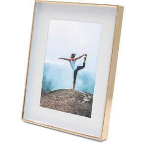 MIMOSA MOMENTS Silver 6x8 Metal Picture Frame with Mat for 4x6 Photo, Shadowbox Frame for Tabelop Photo Frame Display Horizontal or Vertical Photo