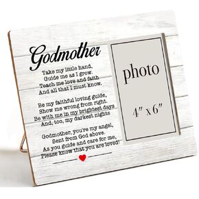 Godmother Gifts From Goddaughter Godson, Godmother Gift Ideas, Thank You Gifts for Godmother Wood Picture Frame Photo Frame Godmother Proposal Baptism Gift (for 4x6 Photo)
