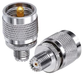2PCS Mini UHF PL259 Female to SO239 Male Coax Connector, PL259 UHF Male Plug to Mini UHF Female Jack RF Coaxial Adapter for Coax Cable, WiFi radios, Antenna