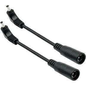 2Pack DC Power Connector Adapter 90 Degree Angle 3.5mm x 1.35mm Male Plug to 5.5mm x 2.1mm Female Jack Coupler Converter Cable