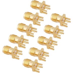 YWBL-WH 10 Pcs SMA Female Base Socket Jack PCB Mount Adapter 50 Ohm RF Connectors Brass