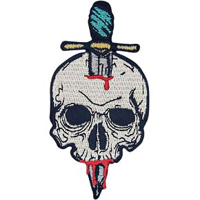 Horror Sword Skull Patch Embroidered Applique Badge Iron On Sew On Emblem