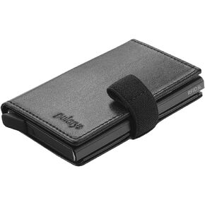 PULARYS Mini Wallet BONO - Italian Leather - SD Card Slot - Up to 8 Card Slots - Snap fastener - Pen Holder - For Men and Women - Classic Design