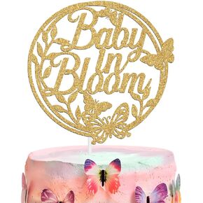Baby in Bloom Cake Topper,Gender Reveal Cake Decor - Spring Pregnancy Announcement/Wecome Baby Party Decorations Supplies