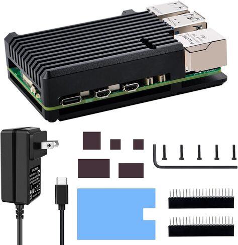 GeeekPi Aluminum Heatsink Case for Raspberry Pi 5, Pi 5 Aluminum Alloy Armor Case with 27W Power Supply for Raspberry Pi 5 4GB 8GB in Saudi Arabia