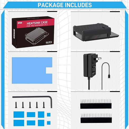 GeeekPi Aluminum Heatsink Case for Raspberry Pi 5, Pi 5 Aluminum Alloy Armor Case with 27W Power Supply for Raspberry Pi 5 4GB 8GB in Saudi Arabia