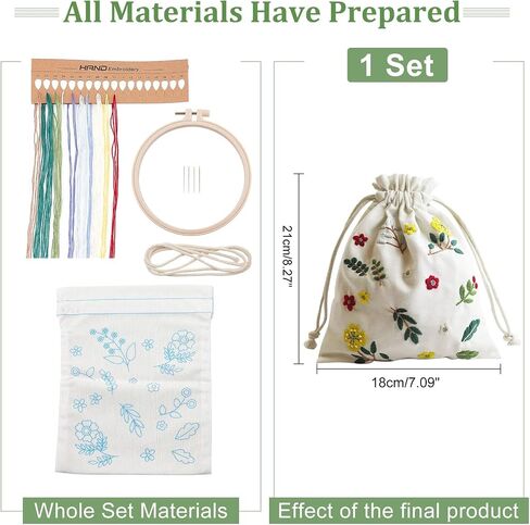 WADORN DIY قماش الرباط الحقيبة التطريز عدة، أكياس هدية الكيس عبر غرزة عدة زهرة نمط الحلوى هدية أكياس صنع عدة DIY إبرة الخياطة الحرفية حقيبة بداية عدة لحفلة العطلات in Saudi Arabia