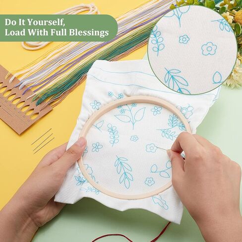 WADORN DIY قماش الرباط الحقيبة التطريز عدة، أكياس هدية الكيس عبر غرزة عدة زهرة نمط الحلوى هدية أكياس صنع عدة DIY إبرة الخياطة الحرفية حقيبة بداية عدة لحفلة العطلات in Saudi Arabia