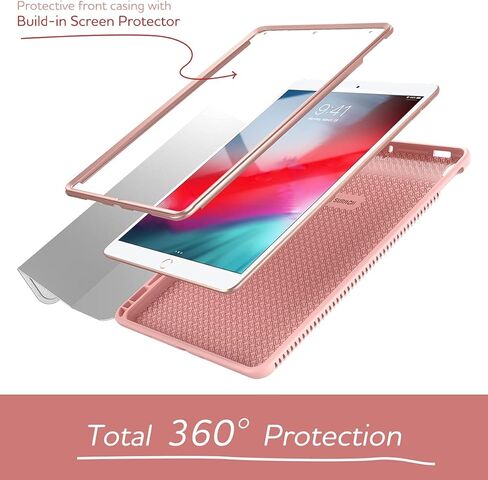 SURITCH Case for iPad Air 3 2019(3rd Gen)/iPad Pro 10.5 2017,[Built-in Screen Protector][Pencil Holder] Full Body Trifold Stand Protective Case Cover with Auto Wake/Sleep for Apple iPad-Purple Marble in Kuwait