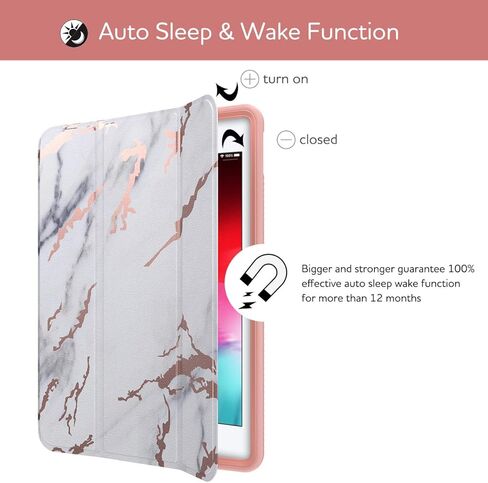 SURITCH Case for iPad Air 3 2019(3rd Gen)/iPad Pro 10.5 2017,[Built-in Screen Protector][Pencil Holder] Full Body Trifold Stand Protective Case Cover with Auto Wake/Sleep for Apple iPad-Purple Marble in Kuwait