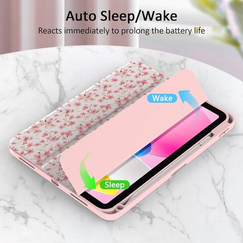 حافظة لجهاز iPad الجيل العاشر 2022 مقاس 10.9 بوصة، حافظة ذكية رفيعة وخفيفة الوزن قابلة للطي مع خاصية الاستيقاظ/النوم التلقائي مع غطاء خلفي شفاف/حامل قلم لجهاز iPad 10 Gen 10.9 بوصة (وردي لامع) in Kuwait