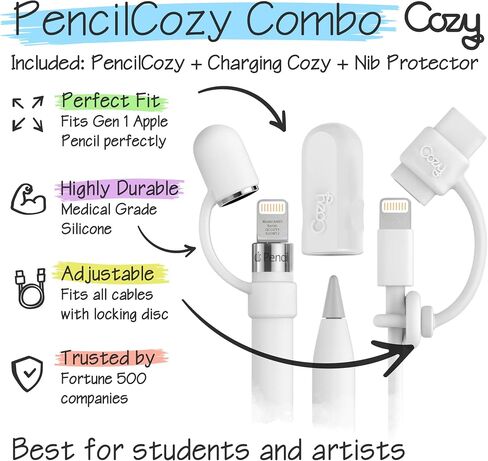[3-Piece] PencilCozy Combo Pack Cozy The Original Apple Pencil Cap +Holder/Keeper/Tether, Compatible Apple iPad Pro 6th Generation iPencil Charger/Nib Accessories | Case Friendly/Cute (Pink Sand) in Saudi Arabia