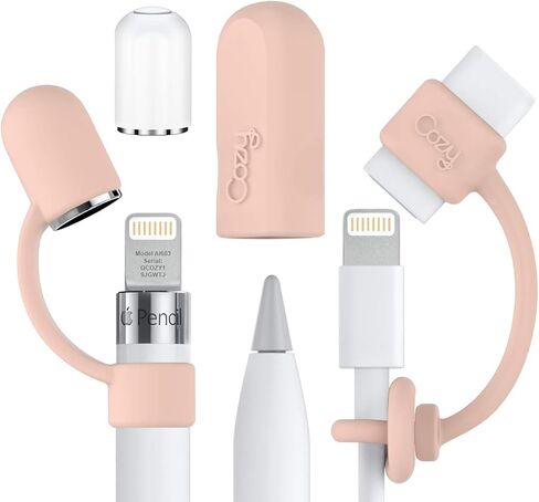 [3-Piece] PencilCozy Combo Pack Cozy The Original Apple Pencil Cap +Holder/Keeper/Tether, Compatible Apple iPad Pro 6th Generation iPencil Charger/Nib Accessories | Case Friendly/Cute (Pink Sand) in Saudi Arabia