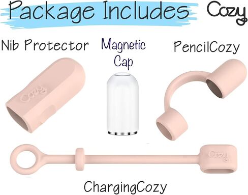 [3-Piece] PencilCozy Combo Pack Cozy The Original Apple Pencil Cap +Holder/Keeper/Tether, Compatible Apple iPad Pro 6th Generation iPencil Charger/Nib Accessories | Case Friendly/Cute (Pink Sand) in Saudi Arabia