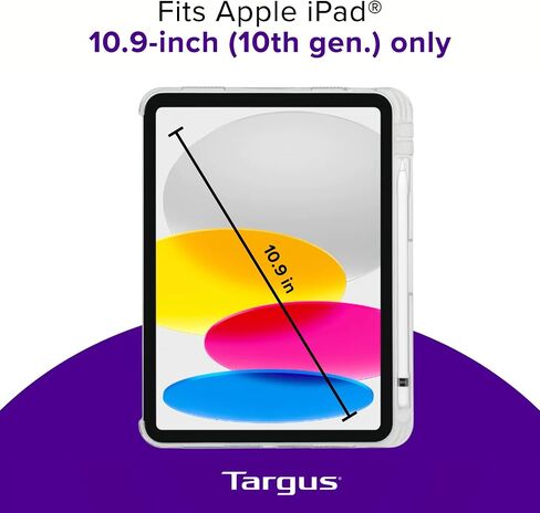 Targus Click-in Clear Case and Kickstand for 10.9" iPad (10th gen.), Clear - Military-Grade Shock Absorbent Protective Case with Hands-Free Viewing (THD927GL) in Saudi Arabia