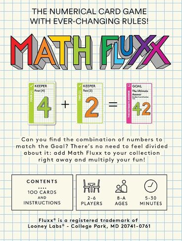 Looney Labs Math Fluxx Card Game - Mathematical Adventure for All Ages in Saudi Arabia