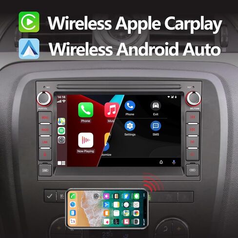 ستيريو سيارة LXKLSZ متوافق مع Carplay اللاسلكي/Android Auto متوافق مع GMC Sierra Yukon Chevy Silverado Buick مع شاشة IPS تعمل باللمس/بلوتوث/وصلة مرآة/FM/AM/USB in Kuwait