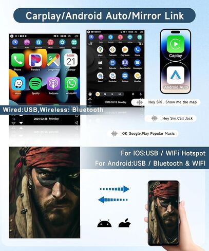 2G+64G لسيارة Toyota Hilux 2005-2014 ستيريو السيارة، Carplay Android Auto MirrorLink، Podofo 9.7 بوصة HD IPS تعمل باللمس راديو السيارة Android مع GPS Bluetooth WiFi HiFi Audio 16EQ كاميرا احتياطية FM in Saudi Arabia