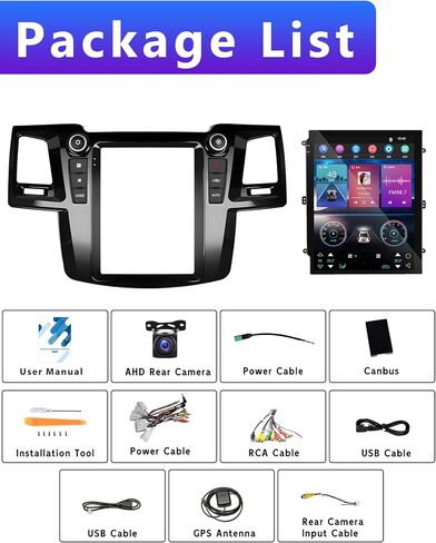 2G+64G لسيارة Toyota Hilux 2005-2014 ستيريو السيارة، Carplay Android Auto MirrorLink، Podofo 9.7 بوصة HD IPS تعمل باللمس راديو السيارة Android مع GPS Bluetooth WiFi HiFi Audio 16EQ كاميرا احتياطية FM in Saudi Arabia