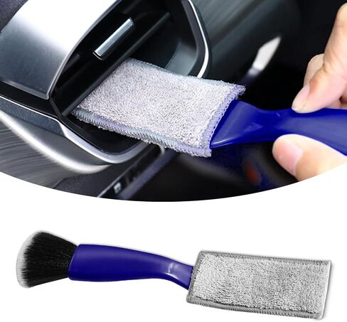 Double Head Brush for Car Clean, 2 in 1 Soft Portable Car Duster for Detailing Interior, Universal Car Cleaning Supplies for Vehicle Dashboard Screen, Air Vents, Computer (Black) in Saudi Arabia