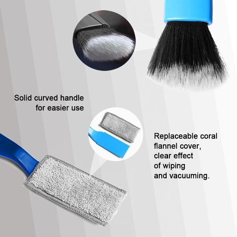 Double Head Brush for Car Clean, 2 in 1 Soft Portable Car Duster for Detailing Interior, Universal Car Cleaning Supplies for Vehicle Dashboard Screen, Air Vents, Computer (Black) in Saudi Arabia