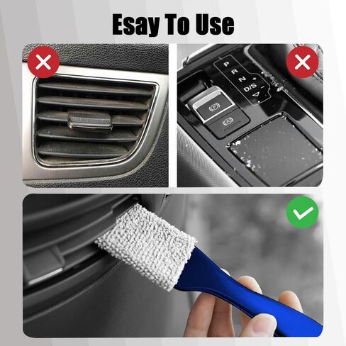 Double Head Brush for Car Clean, 2 in 1 Soft Portable Car Duster for Detailing Interior, Universal Car Cleaning Supplies for Vehicle Dashboard Screen, Air Vents, Computer (Black) in Saudi Arabia