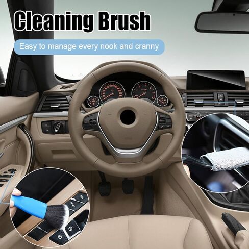 Double Head Brush for Car Clean, 2 in 1 Soft Portable Car Duster for Detailing Interior, Universal Car Cleaning Supplies for Vehicle Dashboard Screen, Air Vents, Computer (Black) in Saudi Arabia