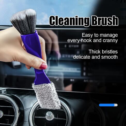 Double Head Brush for Car Clean, 2 in 1 Soft Portable Car Duster for Detailing Interior, Universal Car Cleaning Supplies for Vehicle Dashboard Screen, Air Vents, Computer (Black) in Saudi Arabia