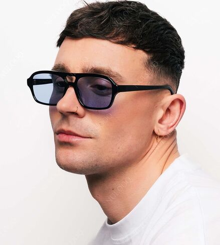 نظارة شمسية NULOOQ Retro 70s Square Aviator للنساء والرجال نظارات شمسية عصرية مستطيلة برتقالية اللون in Kuwait