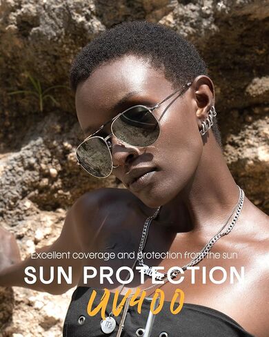 FURTALK Aviator Sunglasses Womens Stylish Trendy Polarized UV400 Protection Metal Sunnies FT9028 in Saudi Arabia