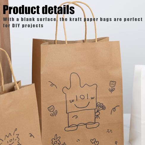 JOHOUSE 90PCS Brown Paper Bags with Handles, 3 Assorted Sizes Mixed Sizes Bulk Kraft Paper Gift Merchandise Bags for Business Shopping Retail Birthday Grocery Craft Take Out in Saudi Arabia