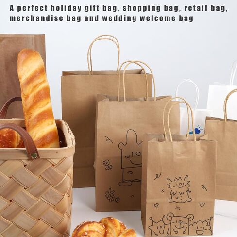 JOHOUSE 90PCS Brown Paper Bags with Handles, 3 Assorted Sizes Mixed Sizes Bulk Kraft Paper Gift Merchandise Bags for Business Shopping Retail Birthday Grocery Craft Take Out in Saudi Arabia