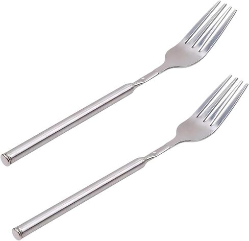 Extendable Fork, Telescopic Fork, Long Fork, Fork with Extendable Handle, Long Handle Fork, Stainless Steel Dinner Fork, Extending for BBQ Tableware Supplies, Extends 25.4 inch (1 pcs) in Saudi Arabia