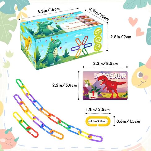 VGOFUN 210 قطعة من خطافات قوس قزح على شكل حرف C، عدادات وصلات سلسلة بلاستيكية للأطفال، ألعاب حركية دقيقة، العد والفرز، لعبة العد التعليمية للأعمار من 3 سنوات فما فوق in Kuwait