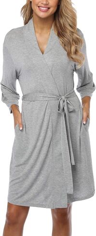 Cotton Robes for Women Kimono Short Knit Sleepwear Knee Length Bathrobes Ladies Loungewear in Saudi Arabia
