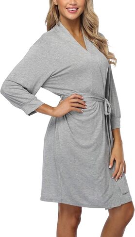 Cotton Robes for Women Kimono Short Knit Sleepwear Knee Length Bathrobes Ladies Loungewear in Saudi Arabia