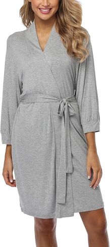 Cotton Robes for Women Kimono Short Knit Sleepwear Knee Length Bathrobes Ladies Loungewear in Saudi Arabia