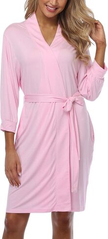 Cotton Robes for Women Kimono Short Knit Sleepwear Knee Length Bathrobes Ladies Loungewear in Saudi Arabia