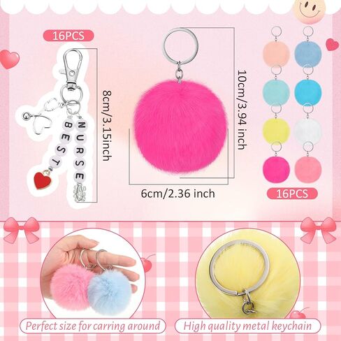 16 جهاز كمبيوتر شخصى هدايا ممرضة ممرضة التقدير هدية ممرضة المفاتيح التمريض الطلاب الهدايا مساعد طبي الهدايا ممرضة المجوهرات الملونة رقيق الكرة فو الفراء كيرينغ مع المعلقات حبة in Kuwait