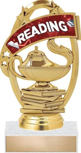Crown Awards Reading Trophy - 5" Scholastic Education Trophies with Customized Text Prime in Saudi Arabia