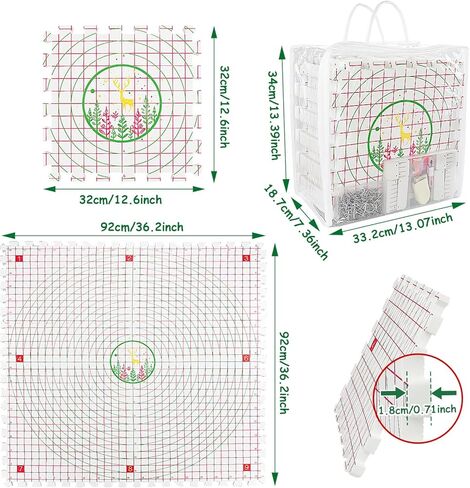 LAMXD Blocking Mats for Knitting - Extra Thick Blocking Boards with Grids with 24pcs Knitting Blockers, 200 T-pins, 20 Stitch Marker 3 Plastic Needles and Tape Measure - Pack of 9 in Saudi Arabia