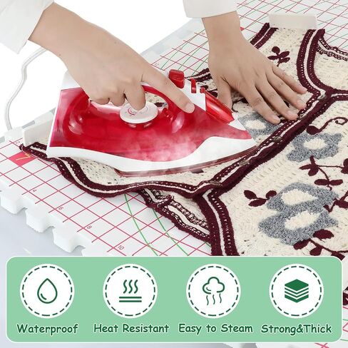 LAMXD Blocking Mats for Knitting - Extra Thick Blocking Boards with Grids with 24pcs Knitting Blockers, 200 T-pins, 20 Stitch Marker 3 Plastic Needles and Tape Measure - Pack of 9 in Saudi Arabia