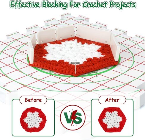 LAMXD Blocking Mats for Knitting - Extra Thick Blocking Boards with Grids with 24pcs Knitting Blockers, 200 T-pins, 20 Stitch Marker 3 Plastic Needles and Tape Measure - Pack of 9 in Saudi Arabia