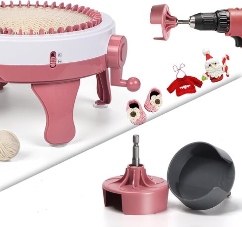 Knitting Machine Adapter, Quick Knitting Machine Drill Attachment for 22, 40, 48 Needles Loom, 1/4" Hex Steel Bit for Power Screwdriver Attachment, DIY Craft Knit Sewing Accessories（1 Pcs Pink） in Kuwait