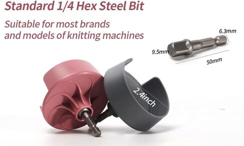 Knitting Machine Adapter, Quick Knitting Machine Drill Attachment for 22, 40, 48 Needles Loom, 1/4" Hex Steel Bit for Power Screwdriver Attachment, DIY Craft Knit Sewing Accessories（1 Pcs Pink） in Kuwait